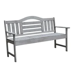 Tuinbanken-Sens-Line Nevada tuinbank met uitklapbaar tafeltje - Grijs - 150 cm - Meranti h