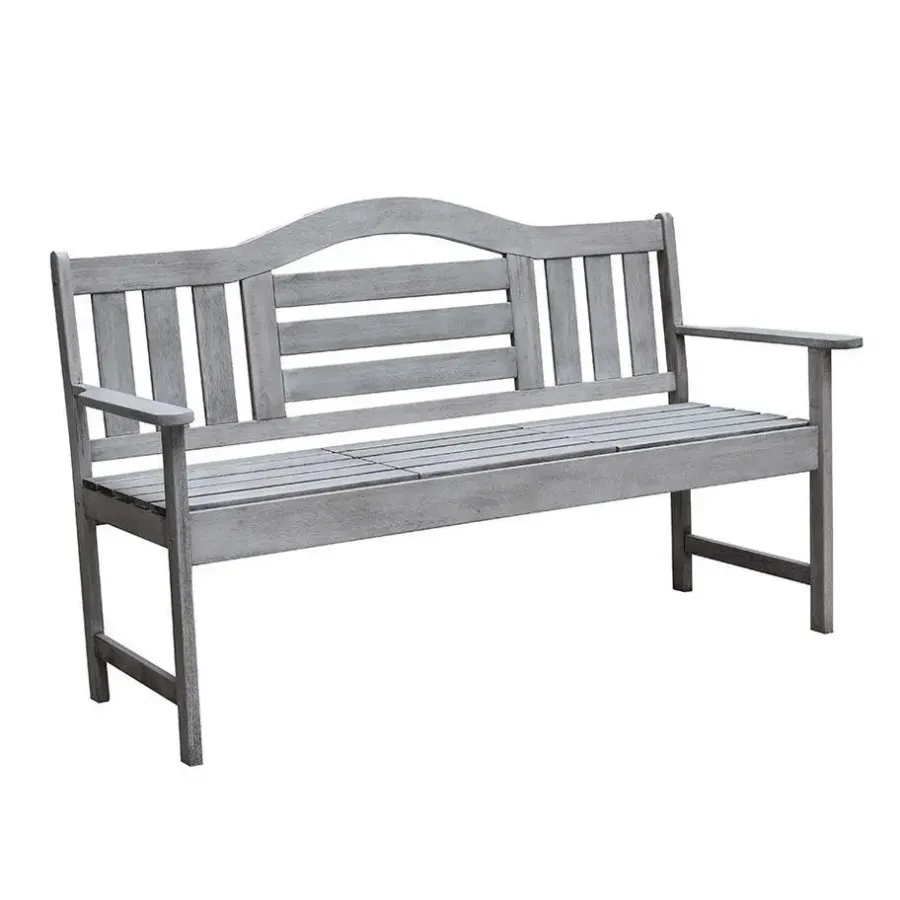Tuinbanken-Sens-Line Nevada tuinbank met uitklapbaar tafeltje - Grijs - 150 cm - Meranti h