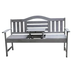 Tuinbanken-Sens-Line Nevada tuinbank met uitklapbaar tafeltje - Grijs - 150 cm - Meranti h