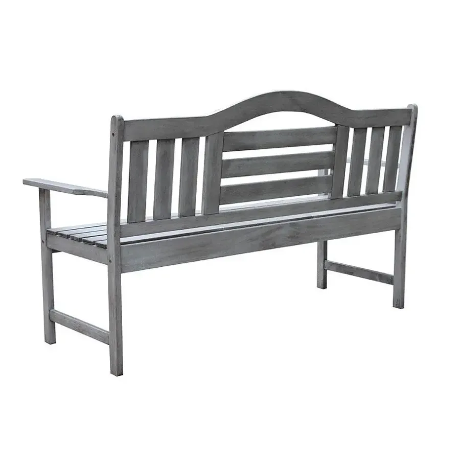 Tuinbanken-Sens-Line Nevada tuinbank met uitklapbaar tafeltje - Grijs - 150 cm - Meranti h