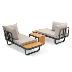 Loungesets-Sens-Line Samos multifunctionele loungeset - Taupe - Aluminium en acacia hout