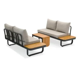Loungesets-Sens-Line Samos multifunctionele loungeset - Taupe - Aluminium en acacia hout