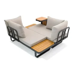 Loungesets-Sens-Line Samos multifunctionele loungeset - Taupe - Aluminium en acacia hout