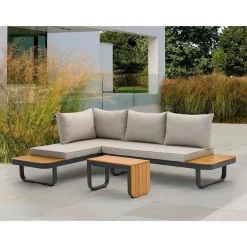 Loungesets-Sens-Line Samos multifunctionele loungeset - Taupe - Aluminium en acacia hout