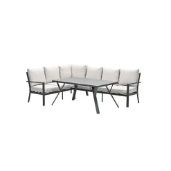 Loungesets-Garden Impressions Sergio lounge-diningset - 3-delig - links - carbon black - desert sand