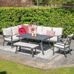 Loungesets-Garden Impressions Sergio lounge-diningset - 3-delig - links - carbon black - desert sand
