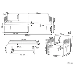 Beliani SERLA - Loungeset 4-zits - Wit - Aluminium