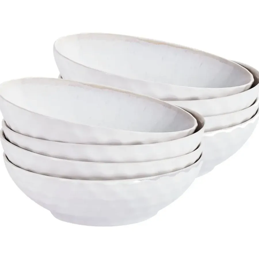 Serviessets-Leen Bakker SESAME - Diepe borden set van 8 - Lichtgrijs - Steengoed