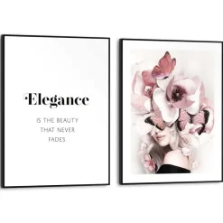 Reinders Set poster met lijst - Elegante Bloemenvrouw