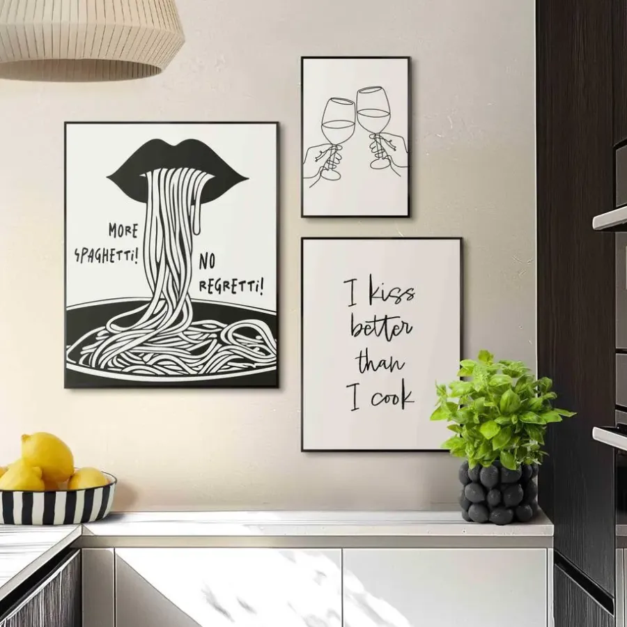 Posters-Reinders Set poster met lijst - Italiaans diner
