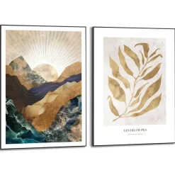 Reinders Set poster met lijst - Natuur met gouden twist