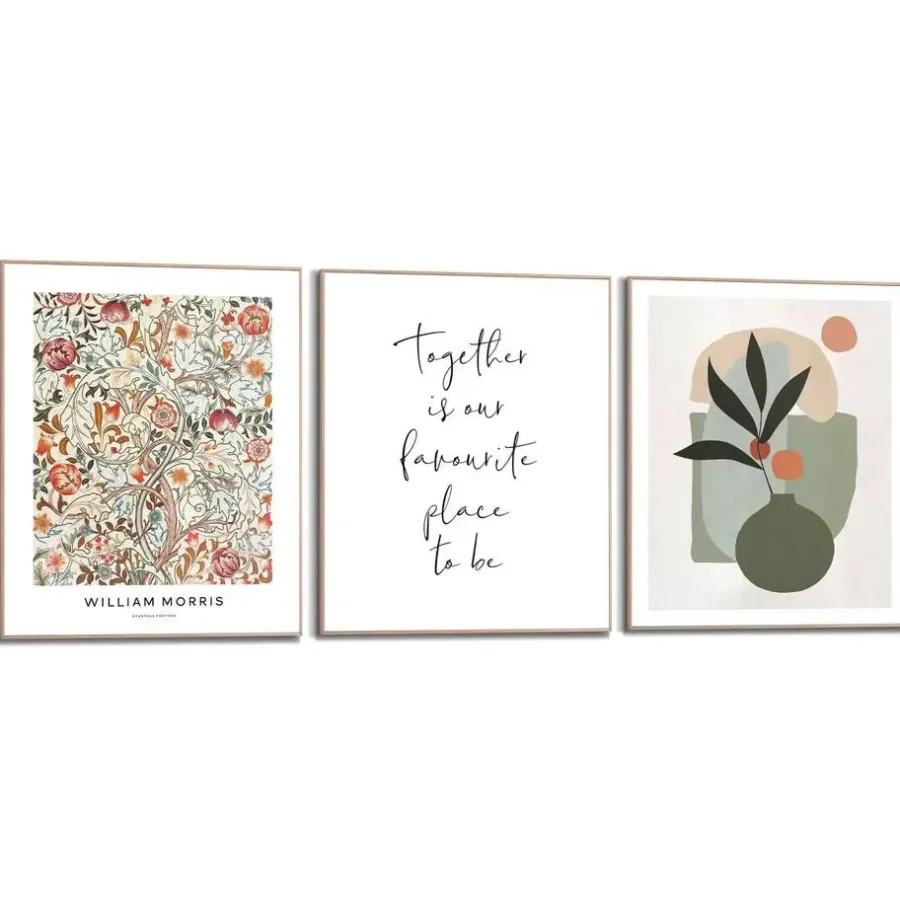 Posters-Reinders Set poster met lijst - William Morris - Bloemen