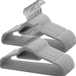 Kledingopbergers-Merkloos Set van 50 Anti-slip kleerhangers, dunne Kledinghangers met Fluweel Grijs