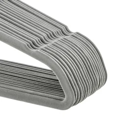 Kledingopbergers-Merkloos Set van 50 Anti-slip kleerhangers, dunne Kledinghangers met Fluweel Grijs