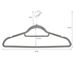 Kledingopbergers-Merkloos Set van 50 Anti-slip kleerhangers, dunne Kledinghangers met Fluweel Grijs