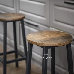 Merkloos Set van 2 barkrukken - met stabiel stalen frame - hoogte 65 cm - Bruin