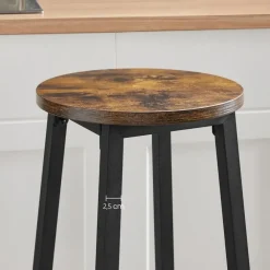 Merkloos Set van 2 Barkrukken - met stabiel stalen frame, hoogte 75 cm -Bruin-zwart