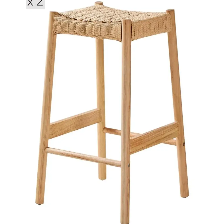 Nordlys Set van 2 Barkrukken Massief Hout Scandinavisch