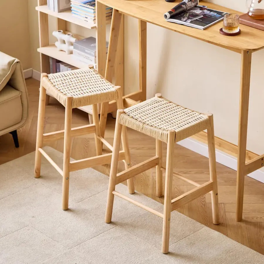 Nordlys Set van 2 Barkrukken Massief Hout Scandinavisch