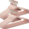 Merkloos Set van 50 fluwelen Kledinghangers met Anti-Slip, Roze Hangers met Gouden Haak