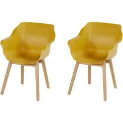 Tuinstoelen-Hartman Set van 2- Sophie Studio diningstoel- Curry Yellow- Teak poot