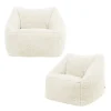 icon Set van 2 Kindersitzakken Teddybeer - Fleece Zitzak - Crème