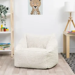 icon Set van 2 Kindersitzakken Teddybeer - Fleece Zitzak - Crème