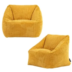 Zitzakken-icon Set van 2 Kinderzitzakken Morgan - Corduroy Zitzak met Vulling - Geel