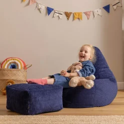 Zitzakken-icon Set van 2 Kinderzitzakken Dalton - Corduroy Zitzak - Marineblauw