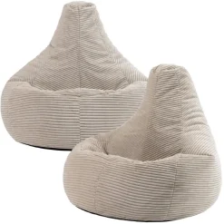 Zitzakken-icon Set van 2 Zitzak Dalton - Corduroy Zitzak Volwassenen - Beige