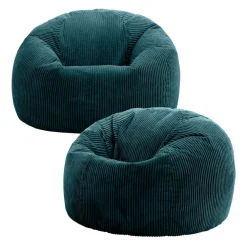 Zitzakken-icon Set van 2 Zitzak Kingston - Corduroy Zitzak Volwassenen - Blauwgroen