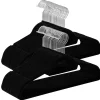 Merkloos Set van 50 kleerhangers - Fluweel - Anti-slip - Kapstokken met Broeklat - Zwart