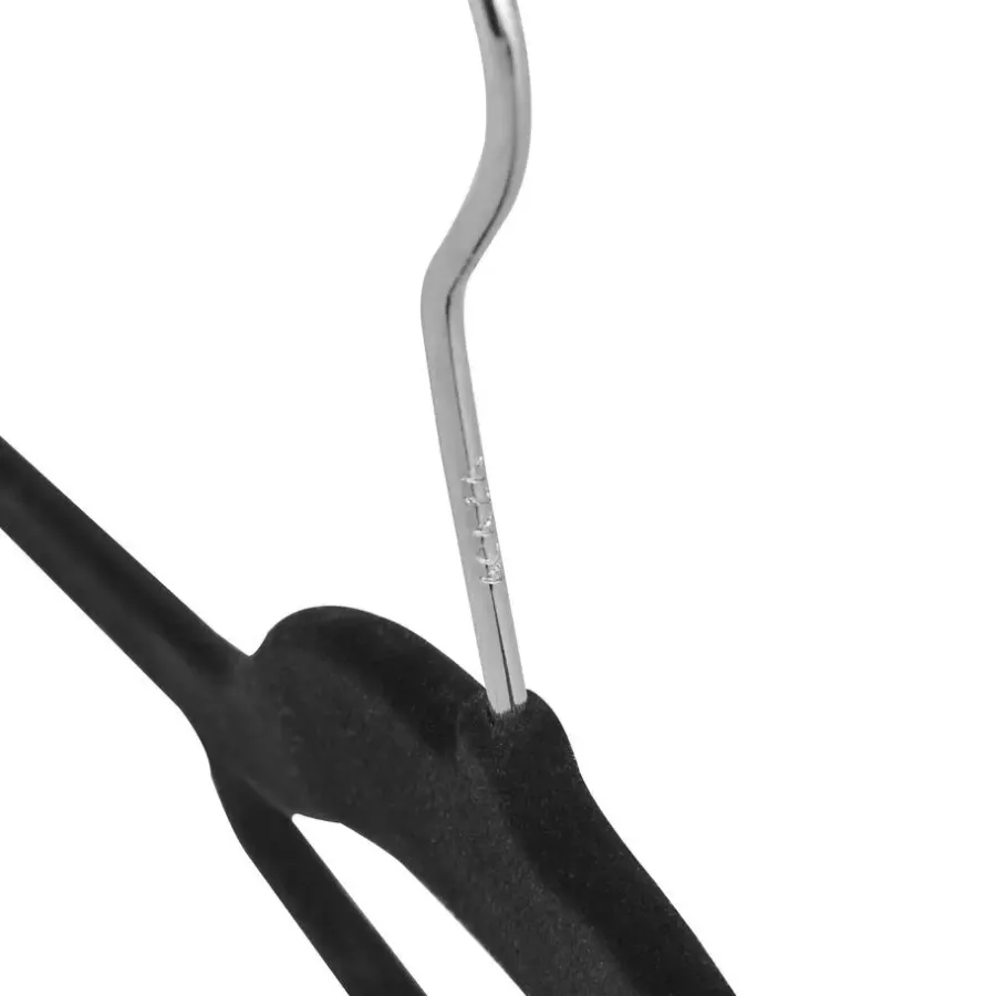 Merkloos Set van 50 kleerhangers - Fluweel - Anti-slip - Kapstokken met Broeklat - Zwart