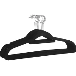 Merkloos Set van 50 kleerhangers - Fluweel - Anti-slip - Kapstokken met Broeklat - Zwart