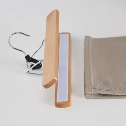 Kledingopbergers-Merkloos Set van 12 Massief Houten Broek hangers - met vilt Anti-Slip