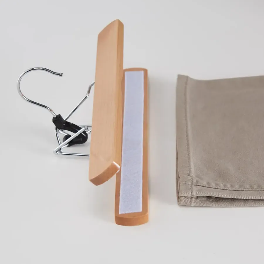 Kledingopbergers-Merkloos Set van 12 Massief Houten Broek hangers - met vilt Anti-Slip