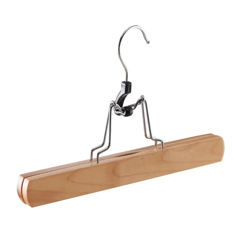 Kledingopbergers-Merkloos Set van 12 Massief Houten Broek hangers - met vilt Anti-Slip