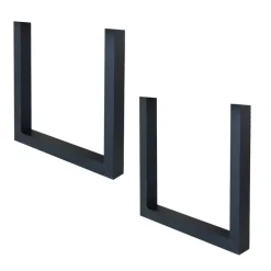 Tafelpoten-Dimehouse Set van 2 metalen tafelpoten U-frame zwart - 8x70x72 cm - Metaal - Zwart