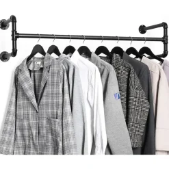 ACAZA Set van 2 ophangrails - industriële look - zwart