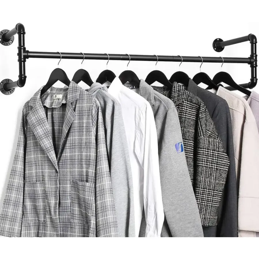 ACAZA Set van 2 ophangrails - industriële look - zwart