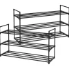 Kledingopbergers-Merkloos Set van 2 schoenenrekken - tot 24 paar - stapelbaar - 91.7x52.4x29.3 cm - zwart