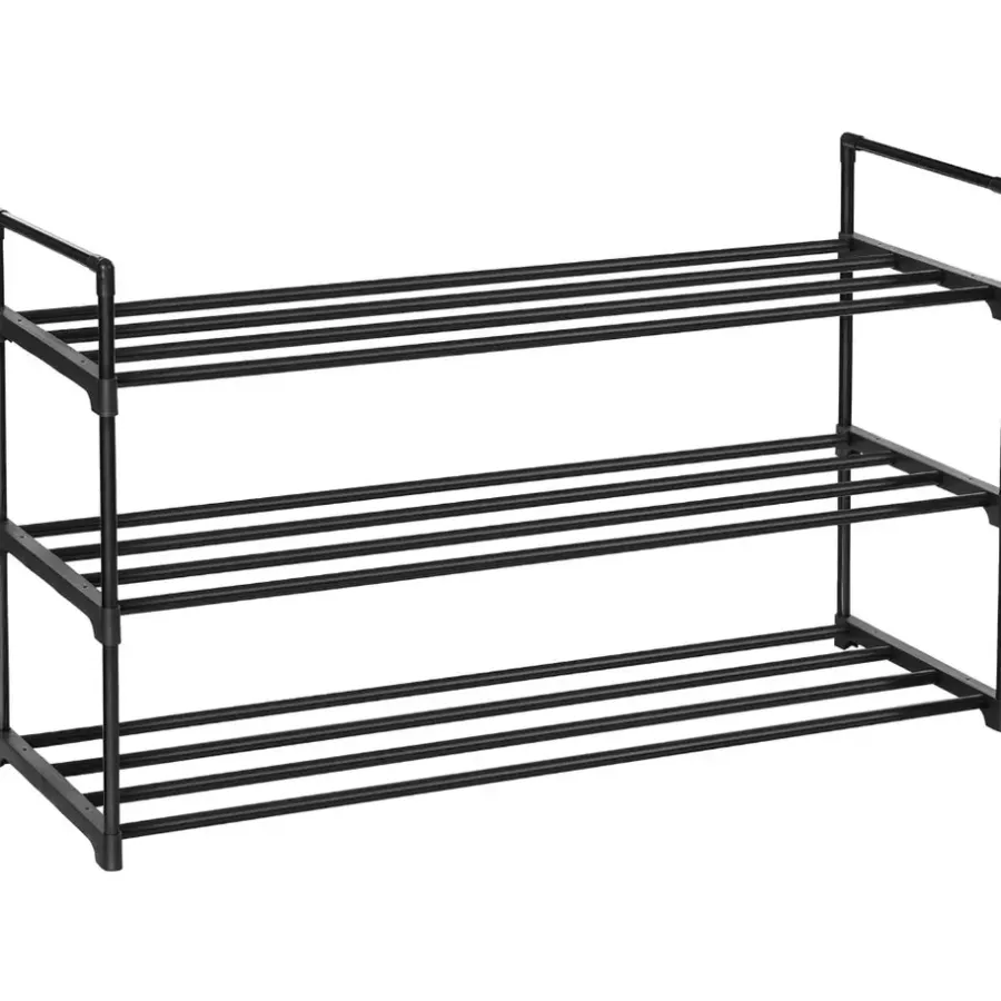 Kledingopbergers-Merkloos Set van 2 schoenenrekken - tot 24 paar - stapelbaar - 91.7x52.4x29.3 cm - zwart