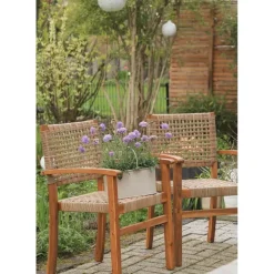 Tuinstoelen-Nordlys Set van 2 tuinstoelen van acacia en touw