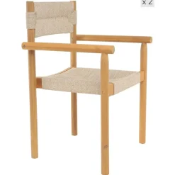 Tuinstoelen-Nordlys Set van 2 tuinstoelen van massief acaciahout