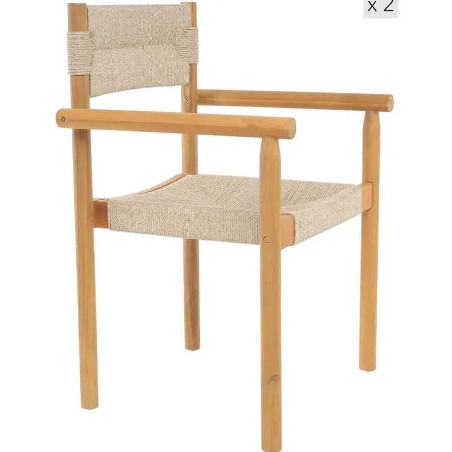 Tuinstoelen-Nordlys Set van 2 tuinstoelen van massief acaciahout