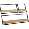 Wandrekken-Leen Bakker Set van 3 wandplanken Siebe-acacia/gepoedercoat metaal