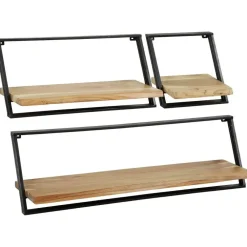 Wandrekken-Leen Bakker Set van 3 wandplanken Siebe-acacia/gepoedercoat metaal