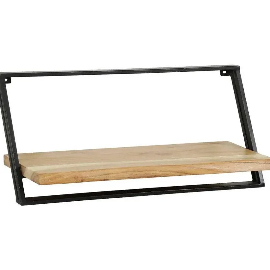 Wandrekken-Leen Bakker Set van 3 wandplanken Siebe-acacia/gepoedercoat metaal