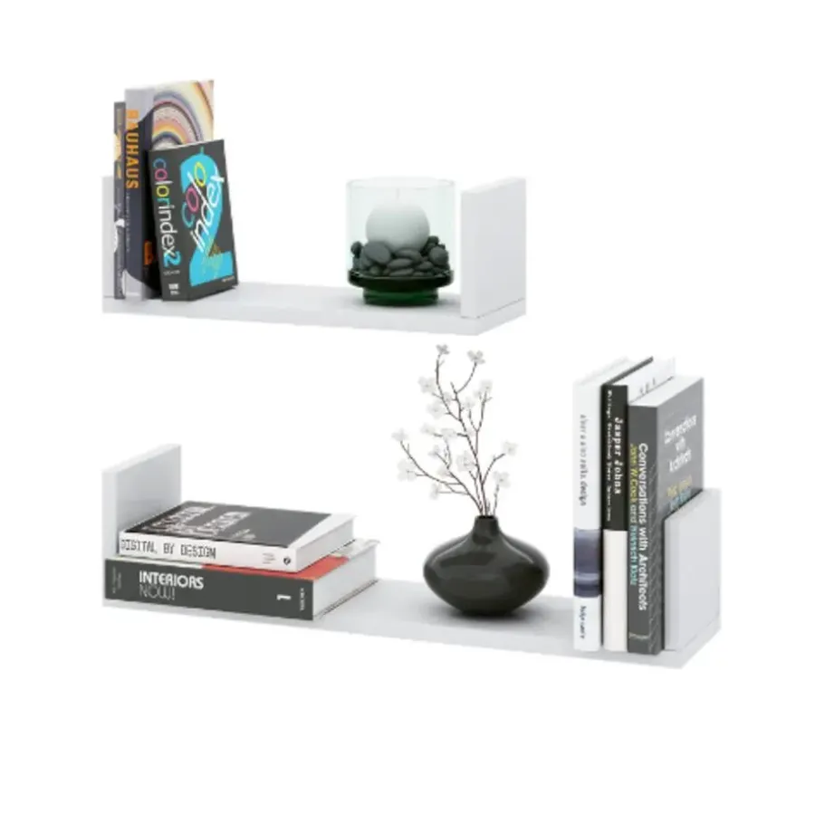 Wandrekken-Emob Set van 2 wandplanken 40x14.5 cm en 60x14.5 cm Britta-wit