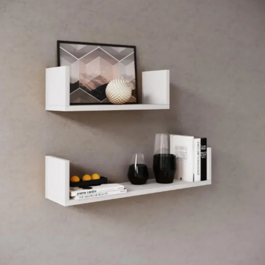 Wandrekken-Emob Set van 2 wandplanken 40x14.5 cm en 60x14.5 cm Britta-wit